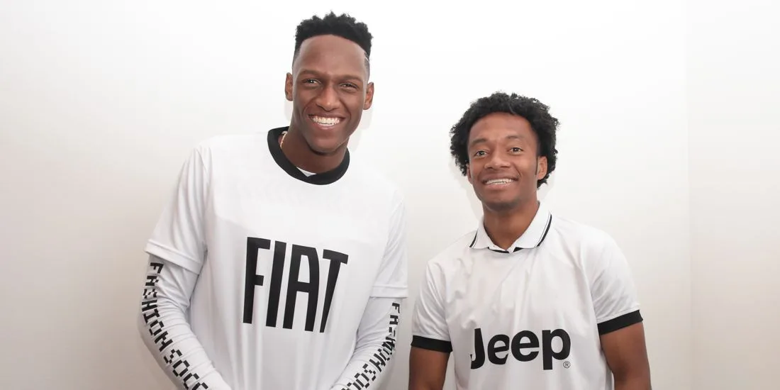 yerry mina, juan guillermo cuadrado, yerry mina embajador fiat, juan guillermo cuadrado embajador jeep, fiat en colombia, jeep en colombia, manada jeep
