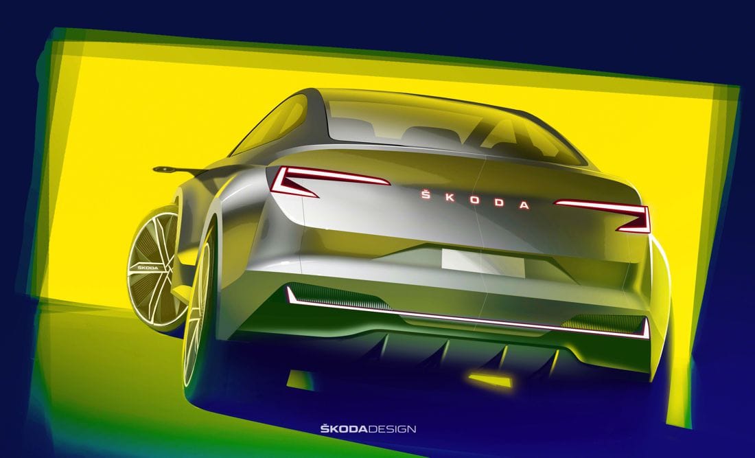 skoda vision iv concept, skoda vision iv concept primeras imagenes, skoda vision iv concept bocetos, skoda vision iv concept salon de ginebra 2019, primer skoda electrico, skoda auto electrico, skoda electrico, carro skoda electrico, skoda vision iv