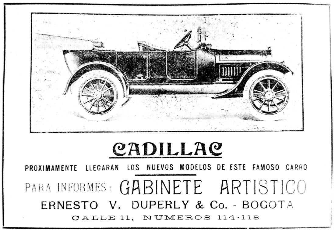 Cadillac, publicidad automotriz más antigua en Colombia (1913)