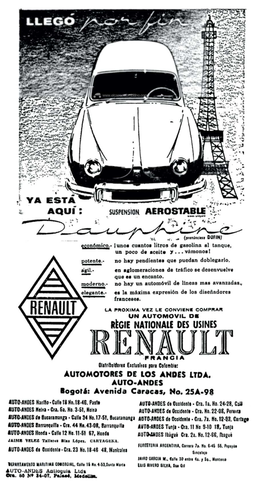 Renault Dauphine en Colombia