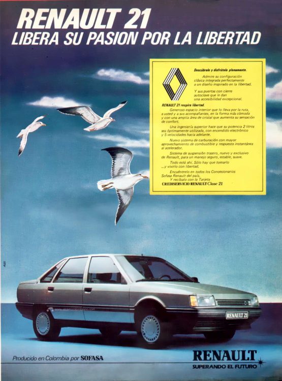 Renault 21 RX publicidad en Colombia 1987