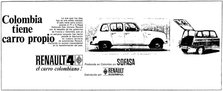 Renault 4 lanzamiento en Colombia 1970