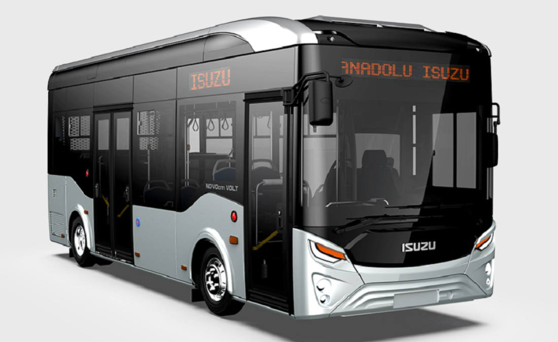 autobús eléctrico toyota, hino e isuzu