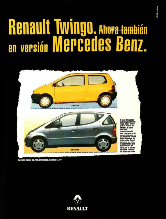 Renault Twingo vs Mercedes Benz Clase A 1997