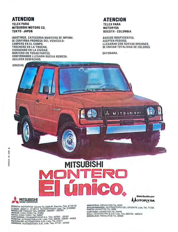 Mitsubishi Montero 1982 Colombia