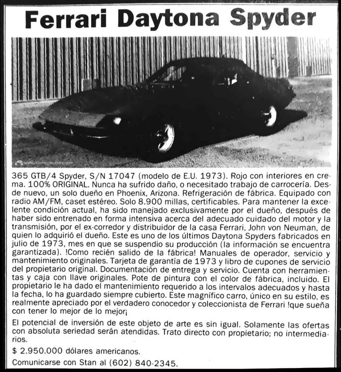 Ferrari 356 Daytona Spyder Colombia