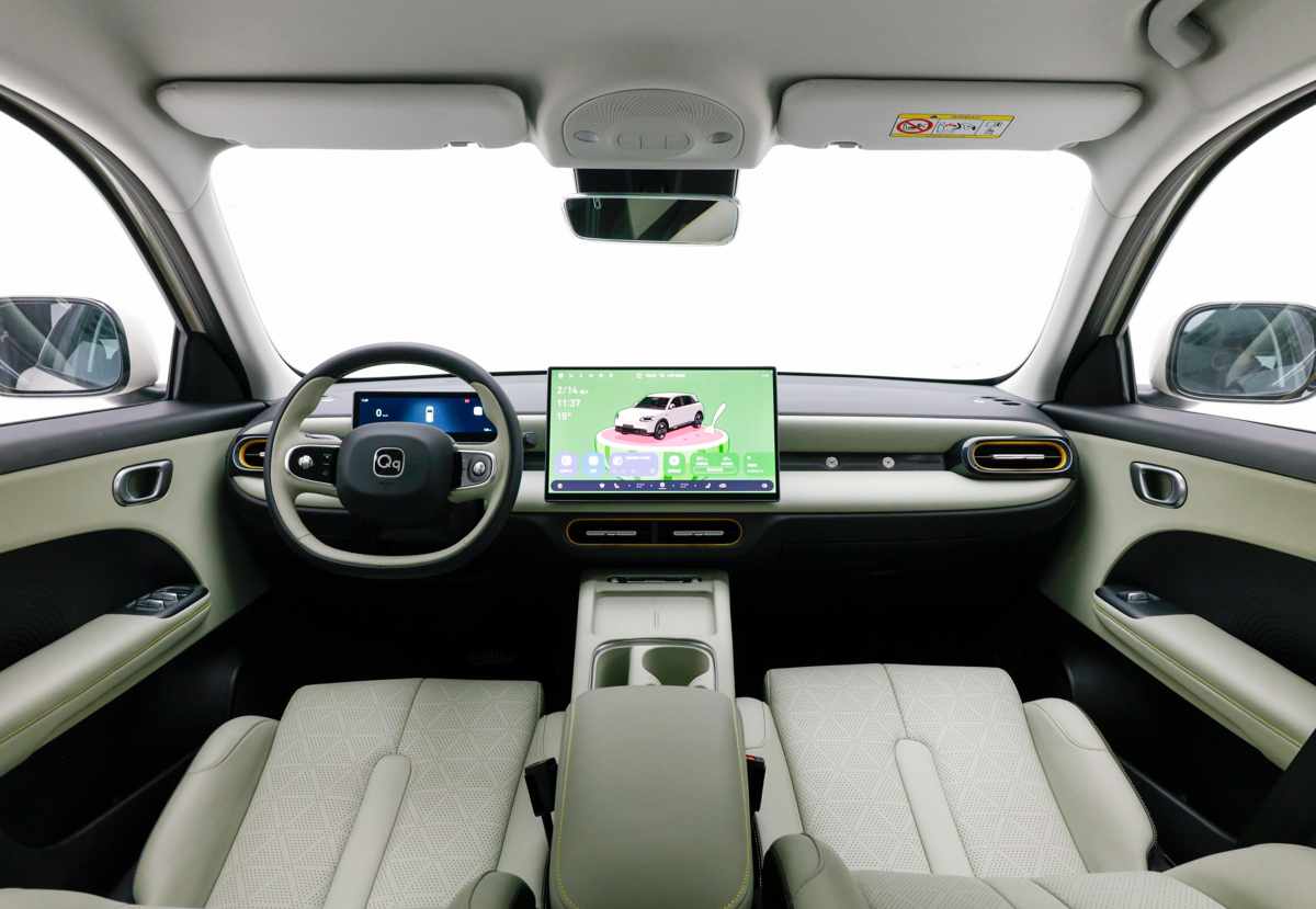 Chery QQ eléctrico, Chery QQ3 2026, interior tablero pantallas