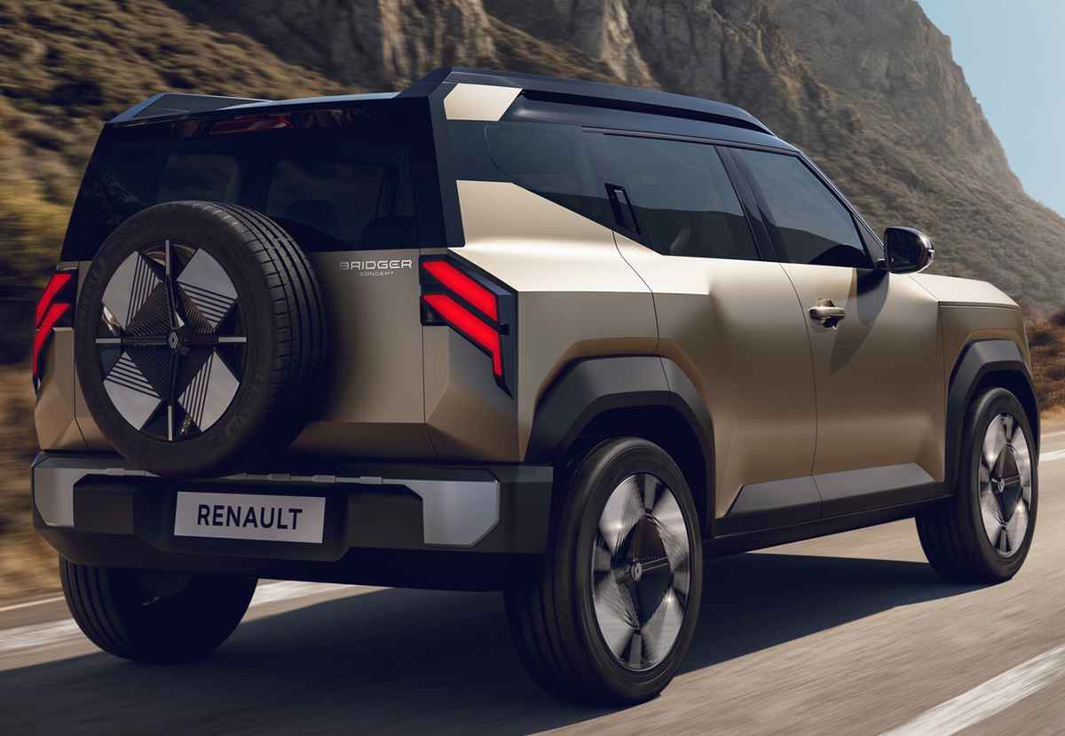 Renault Bridger Concept, vista trasera llanta de repuesto sobre el portón.
