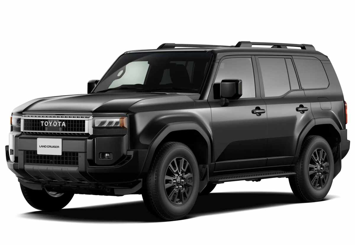 Diseño exterior y líneas robustas de la Toyota Land Cruiser Prado luciendo la nueva pintura Negro Neutro incorporada en su actualización 2026 para Japón.