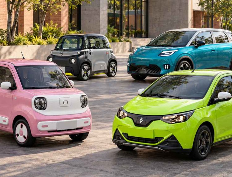Carros eléctricos más baratos de Colombia: FAW Bestune Xiaoma, JMEV 2, Opel Rocks-e, GAC Aion UT Light.